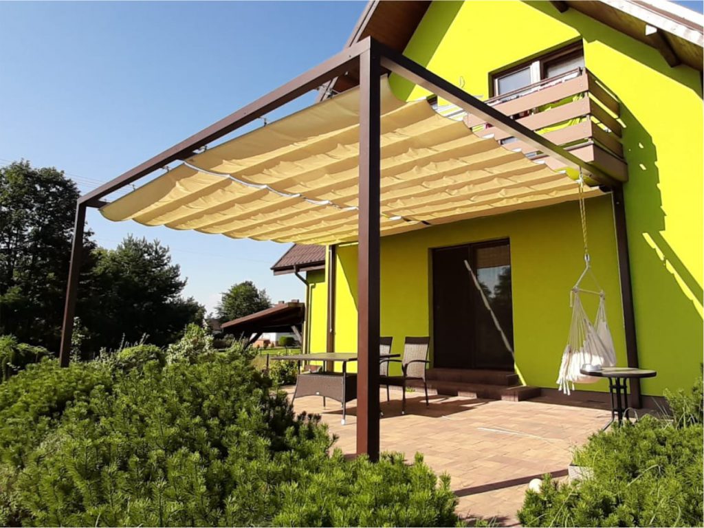Nowoczesna pergola bez widocznych odpływów